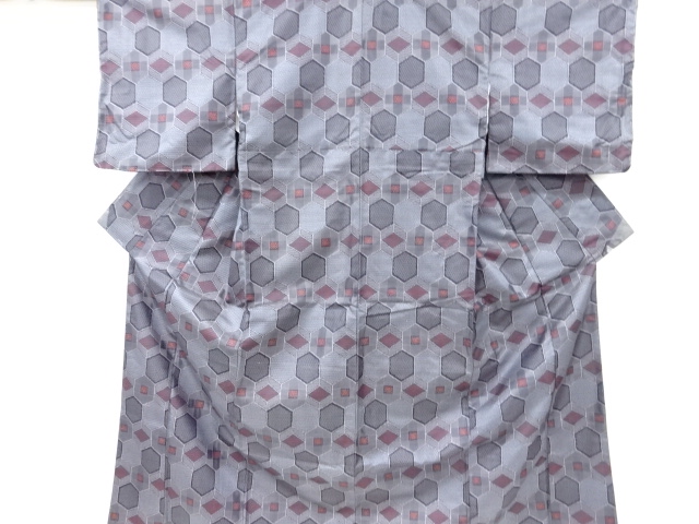 JAPANESE KIMONO / OMESHI / NISHIJIN-ORI / ENSEMBLE / WOVEN KIKKO PATTERN